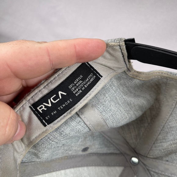 RVCA Hat Mens One Size Gray Snapback Cap Flat Bill Surfer Skater Casual - Picture 8 of 10